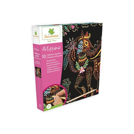 Artissimo - Grand modèle 10 Tableaux à gratter - Chevaux et Licornes